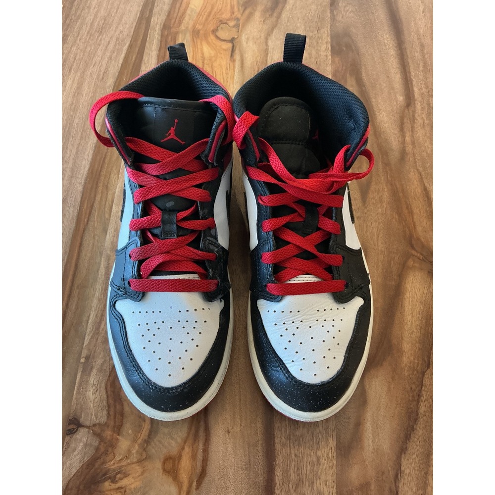 Nike Air Jordan 1 Mid Black White Gym Red DQ8424-106 Kids Size 3Y
